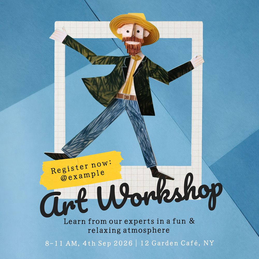 Art workshop Instagram post template, editable text