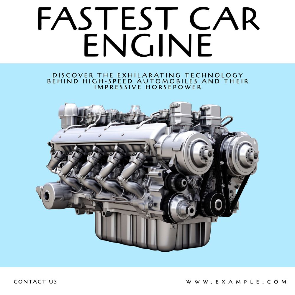 Fastest car engine Instagram post template, editable text