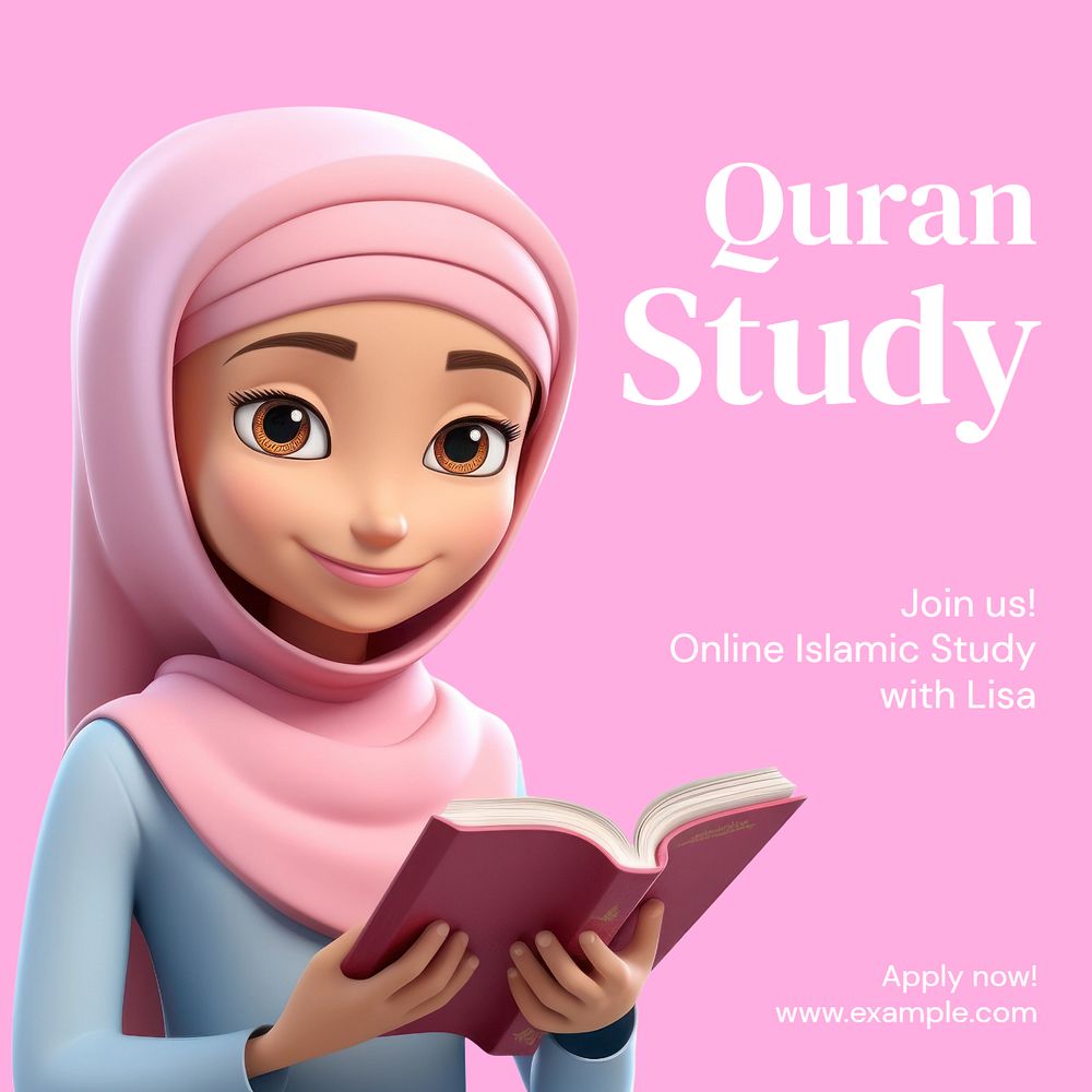 Quran study Instagram post template, editable text