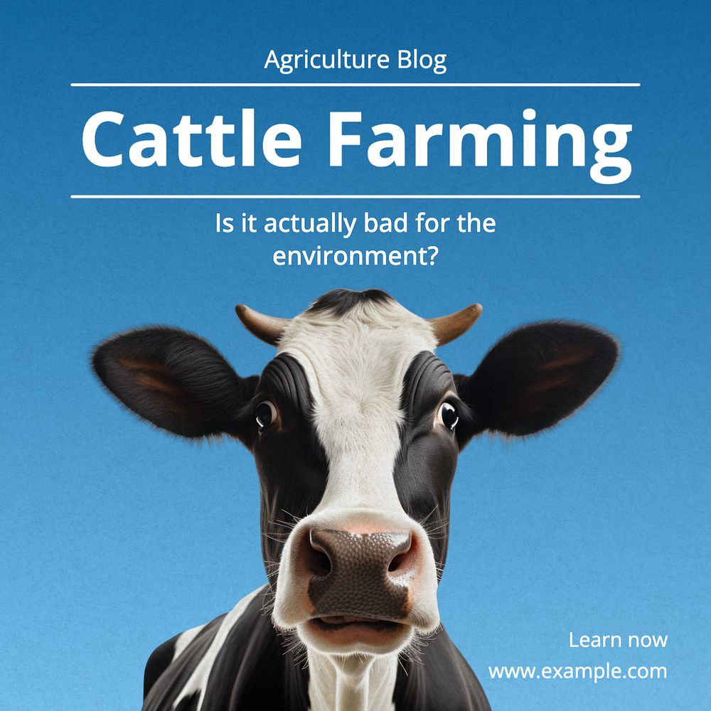 Cattle farming Instagram post template, editable text