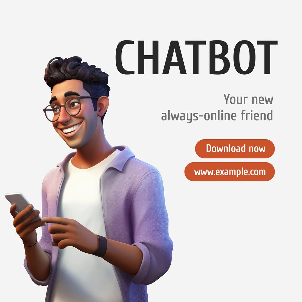 Chatbot Instagram post template, editable text