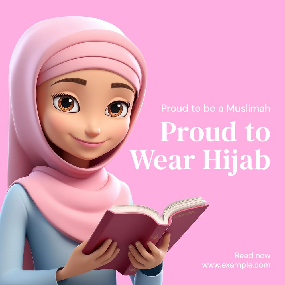 Hijab Instagram post template, editable text