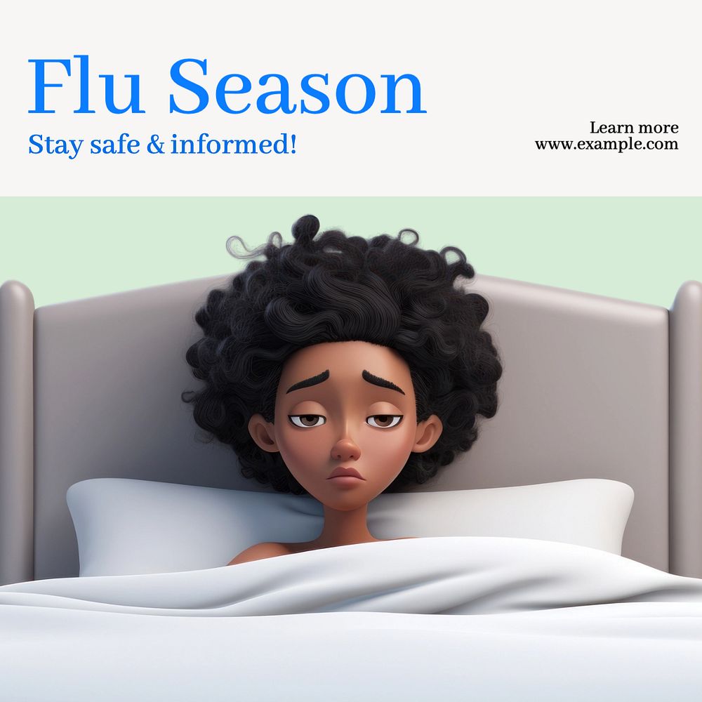 Flu season Instagram post template, editable text