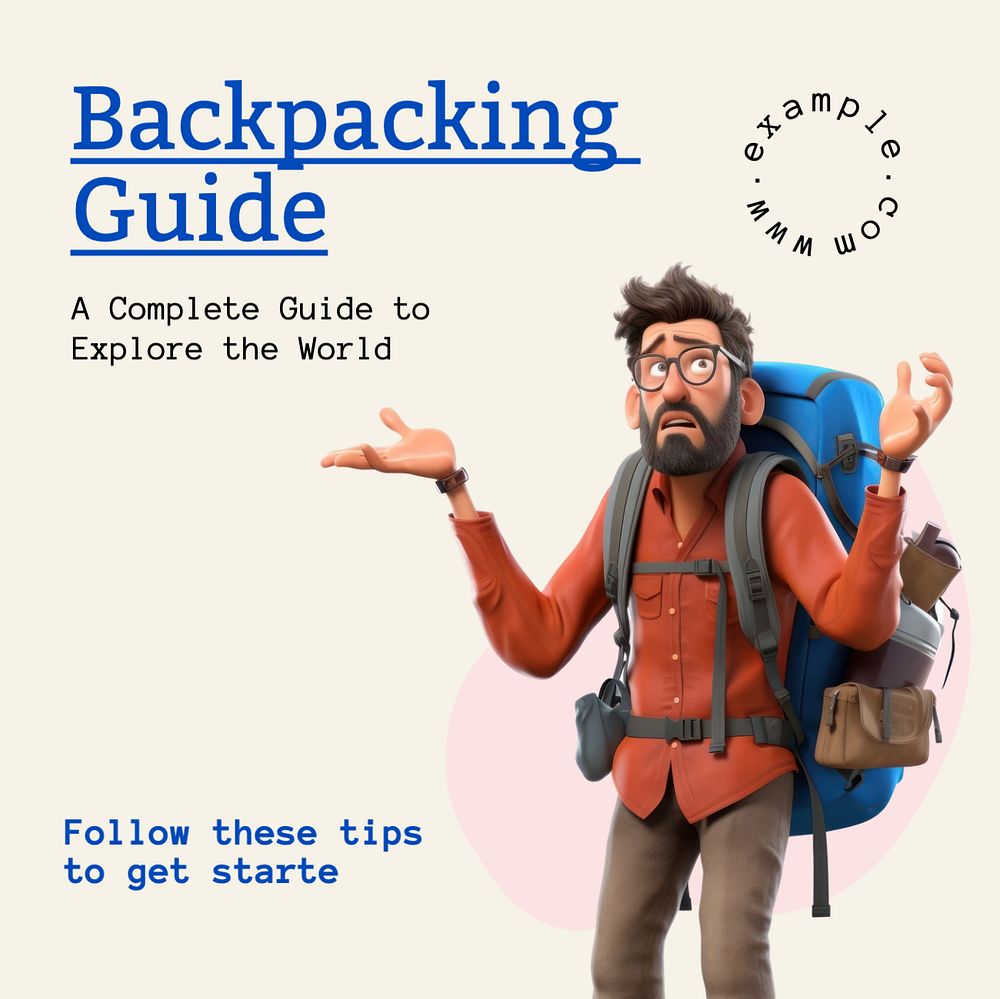 Backpacking guide Instagram post template, editable text