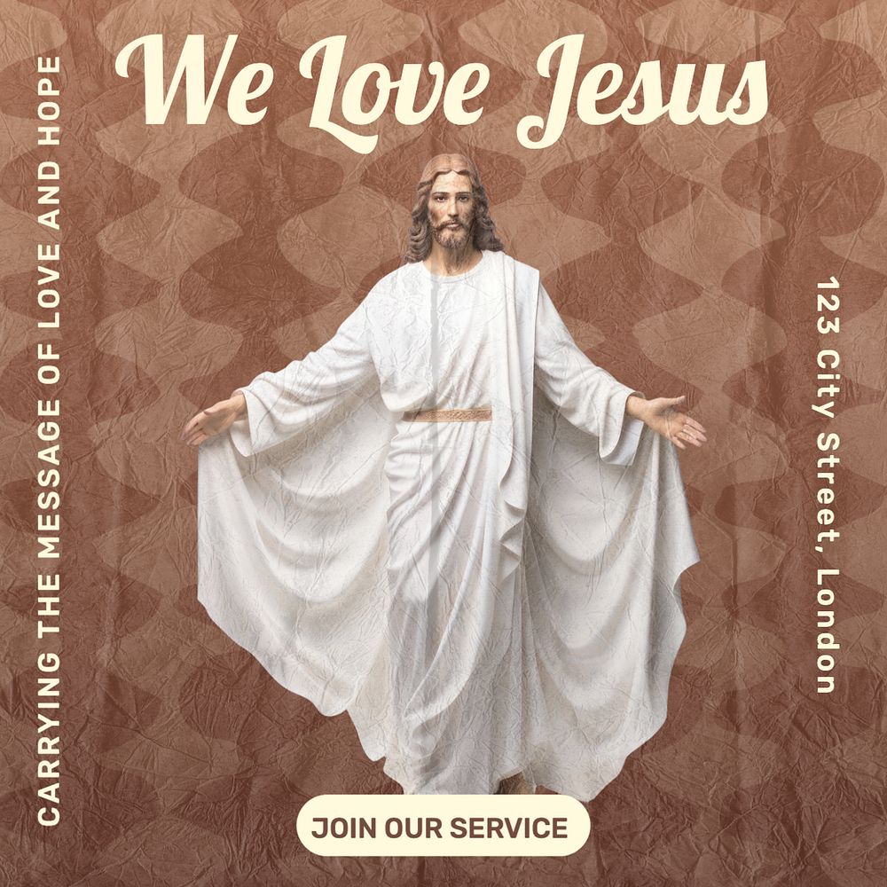 We love Jesus Instagram post template, editable text