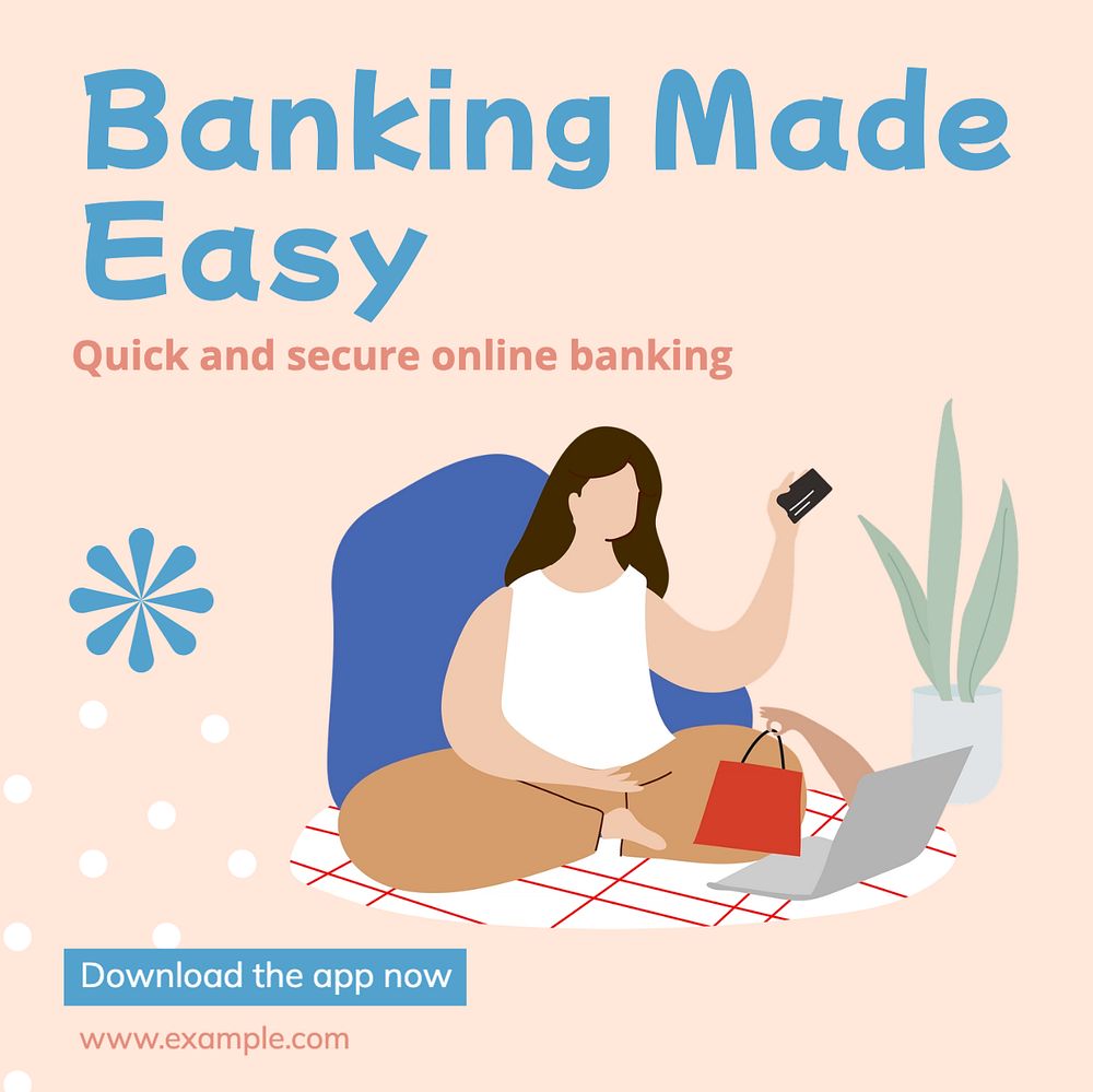 Online banking Facebook post template, editable design