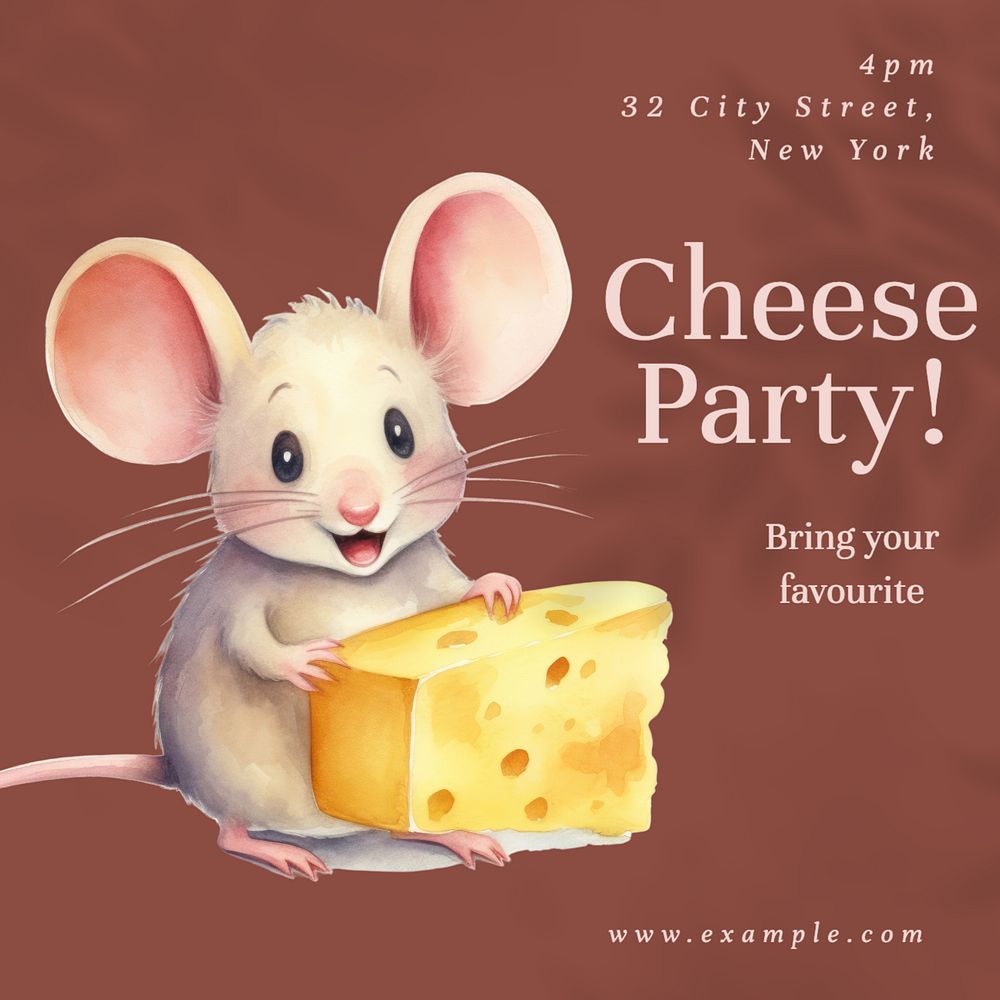 Cheese party Instagram post template, editable text