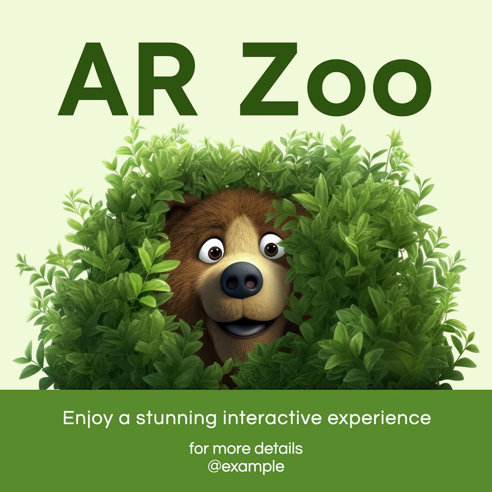 AR zoo Instagram post template, editable text