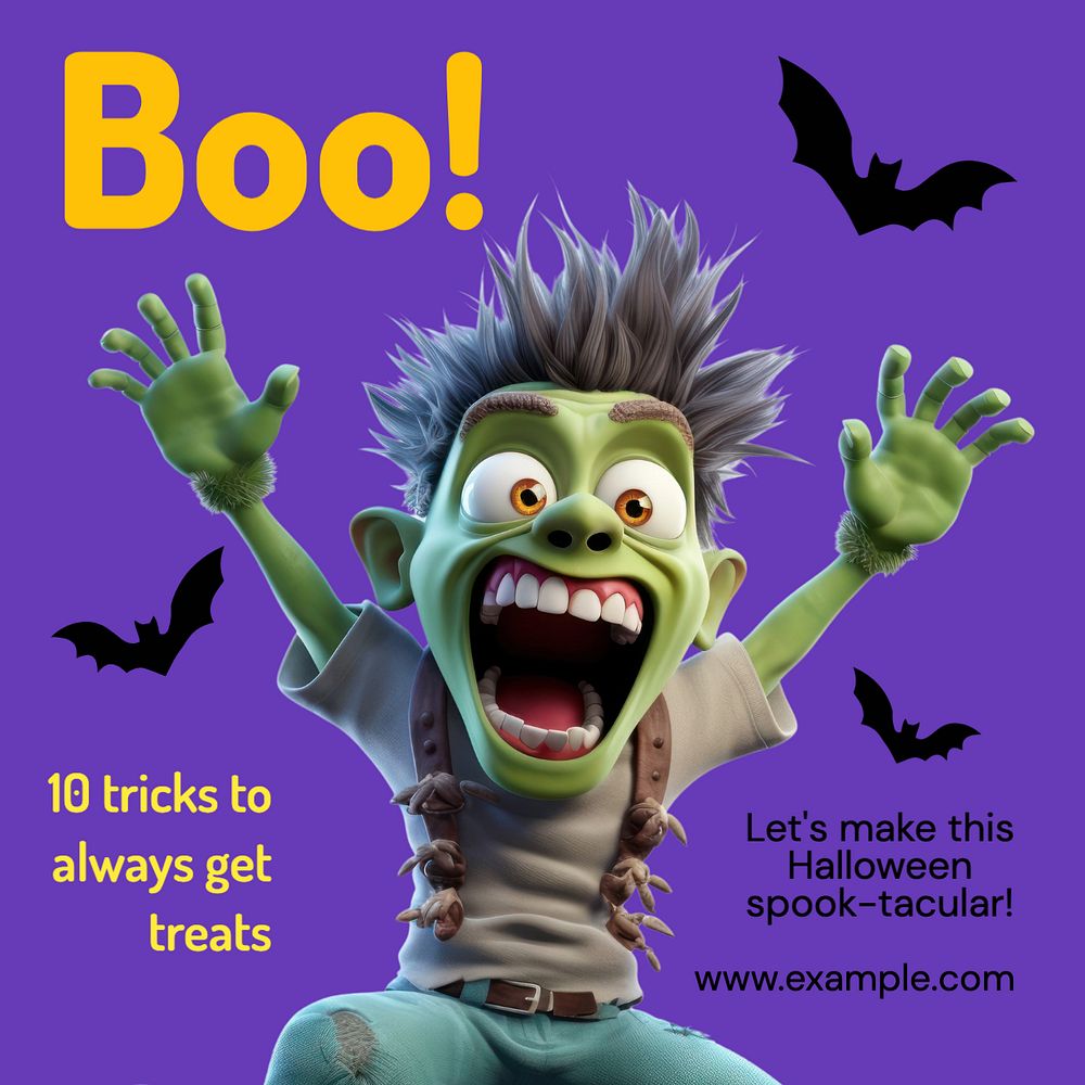 Halloween tricks Instagram post template, editable text