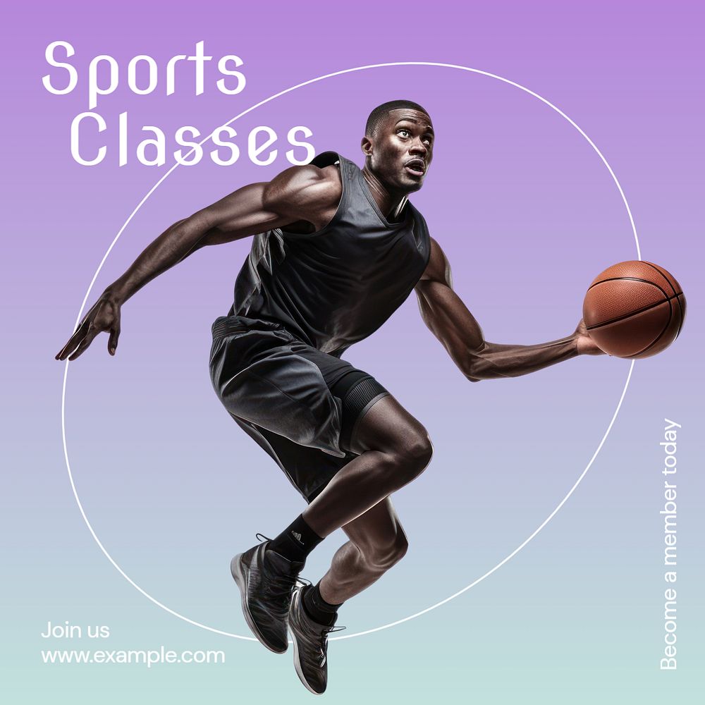 Sports classes Instagram post template, editable text