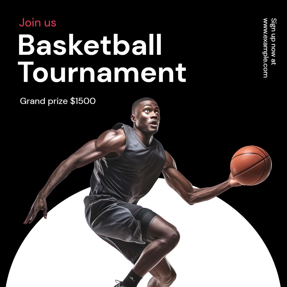 Basketball tournament Instagram post template, editable text