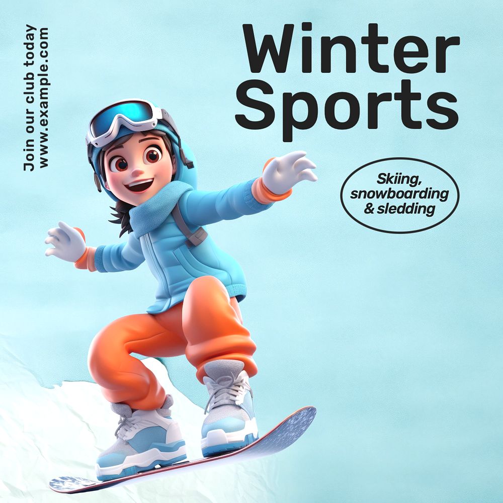 Winter sports Instagram post template, editable text