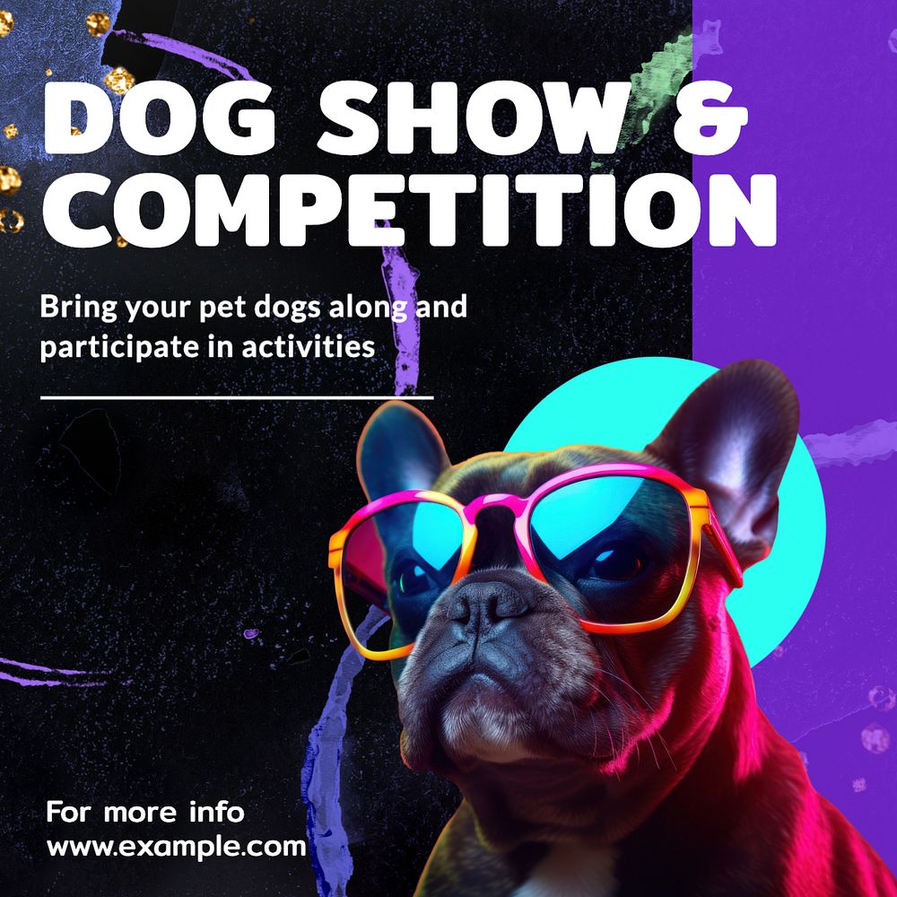 Dog show Instagram post template, editable text