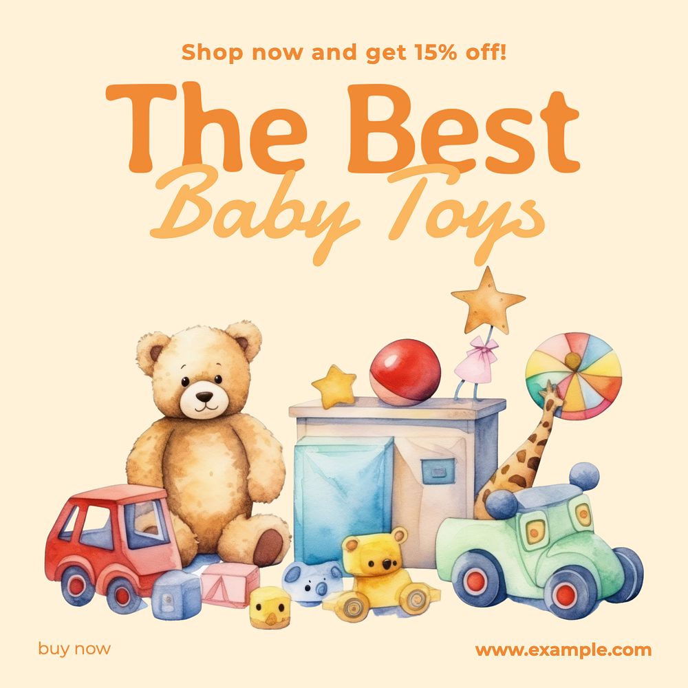 Baby toys Instagram post template, editable text