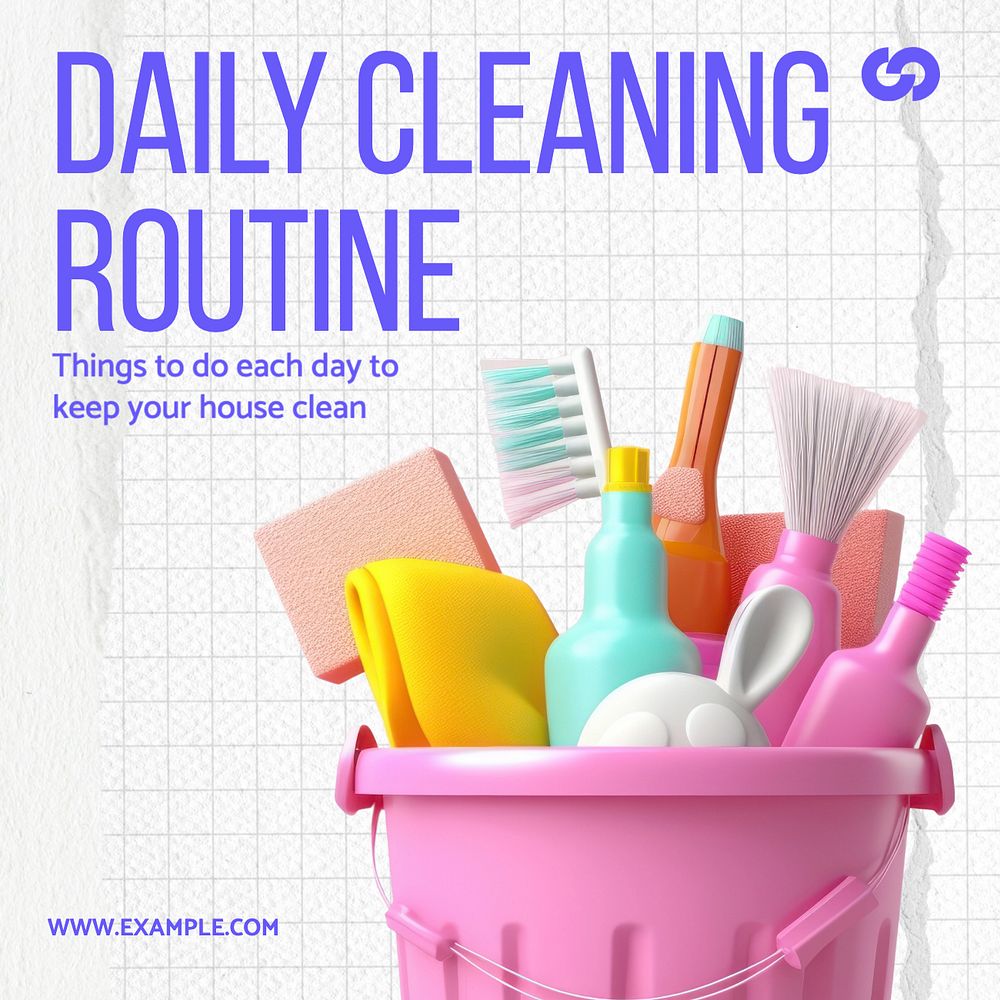 Daily cleaning routine Instagram post template, editable text