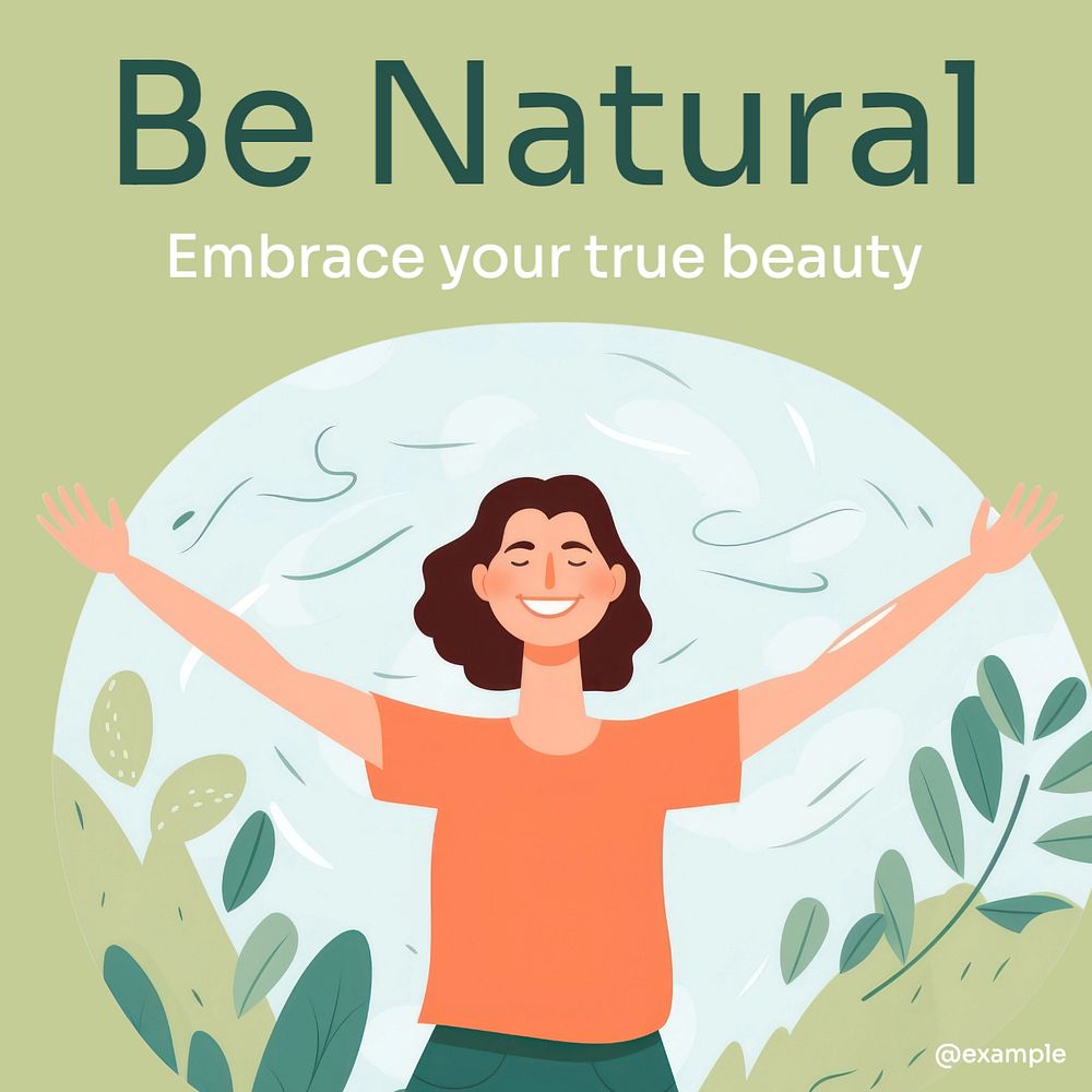 Natural beauty Instagram post template, editable text