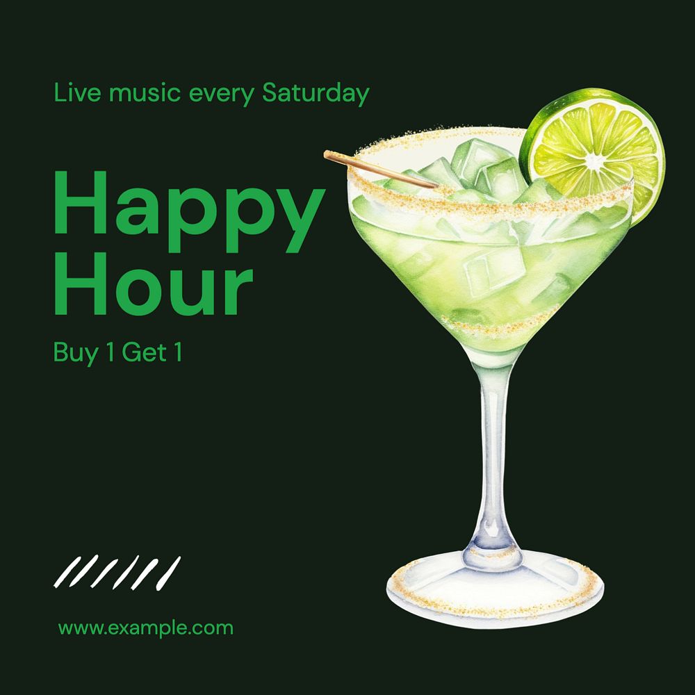 Happy hour Instagram post template, editable text