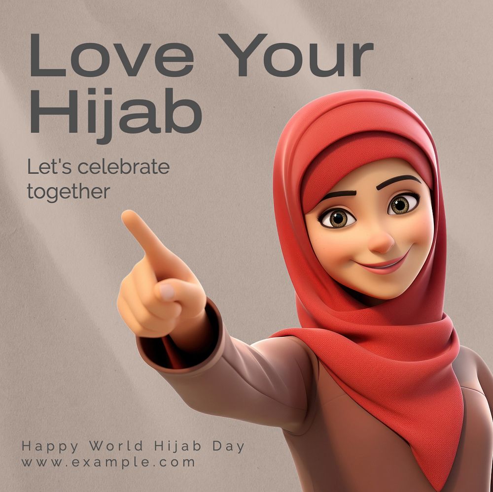 Hijab Instagram post template, editable text