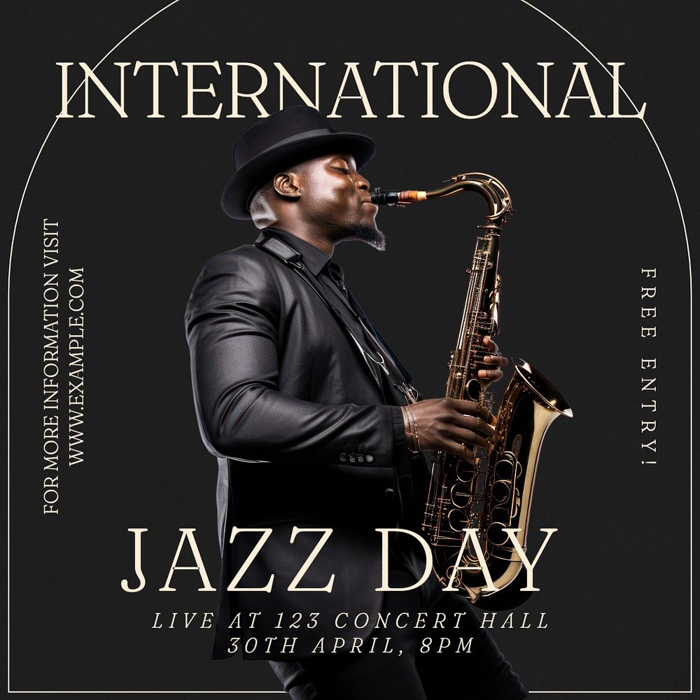 International Jazz Day Instagram post template, editable text