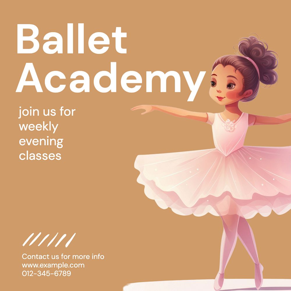 Ballet academy Instagram post template, editable text