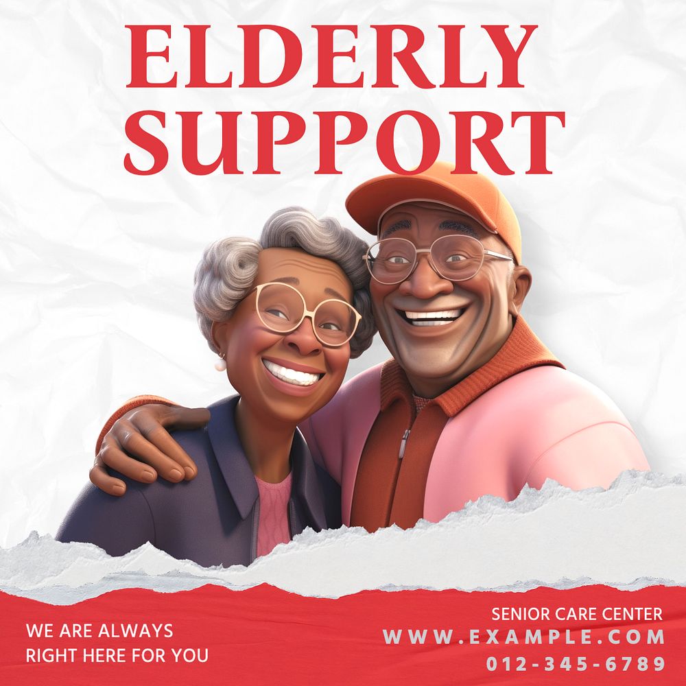 Senior support Instagram post template, editable text