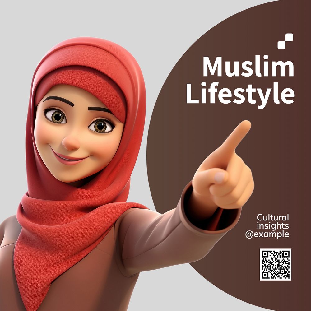 Muslim lifestyle Instagram post template, editable text