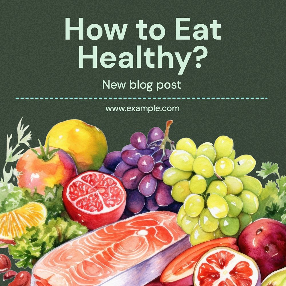 Healthy eating Instagram post template, editable text