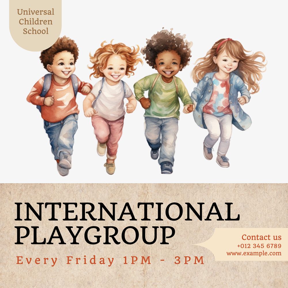 International playgroup Instagram post template, editable text