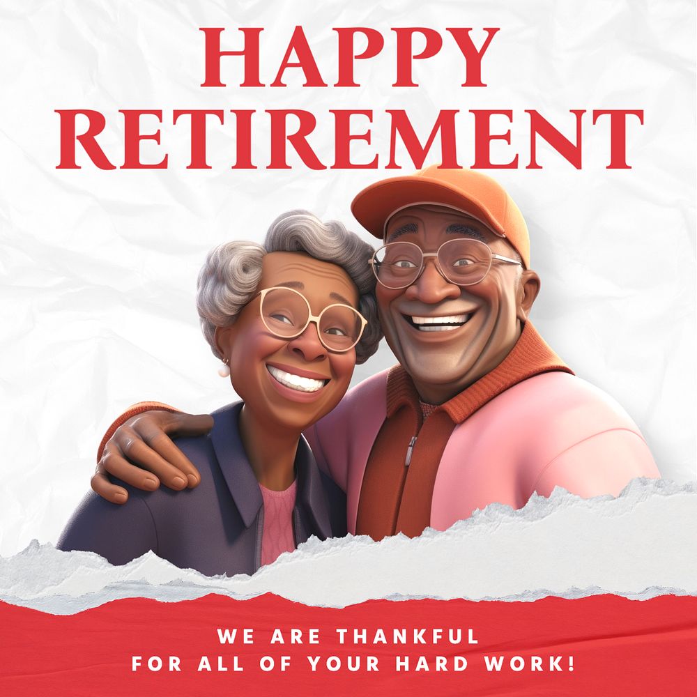 Happy retirement Instagram post template, editable text