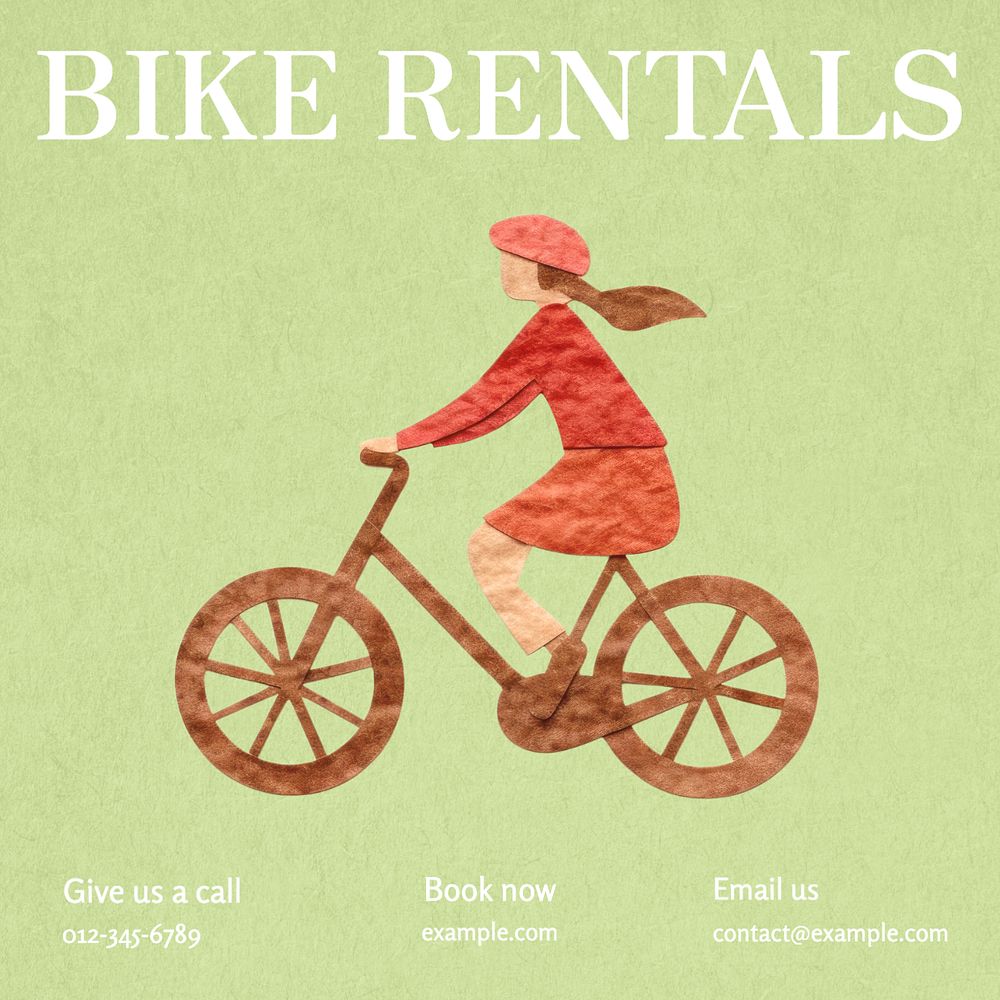 Bike rentals Instagram post template, editable text