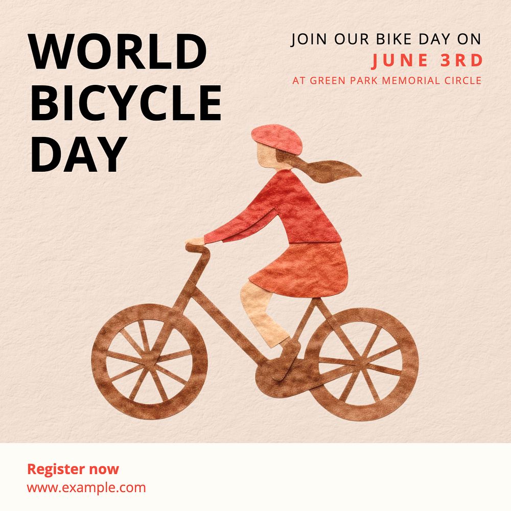 World bicycle day Instagram post template, editable text