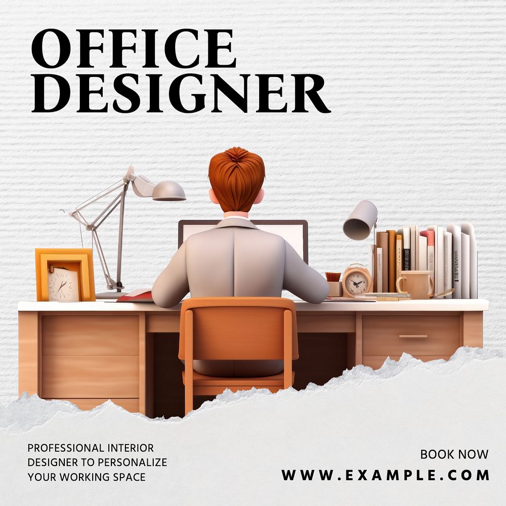 Office design Instagram post template, editable text