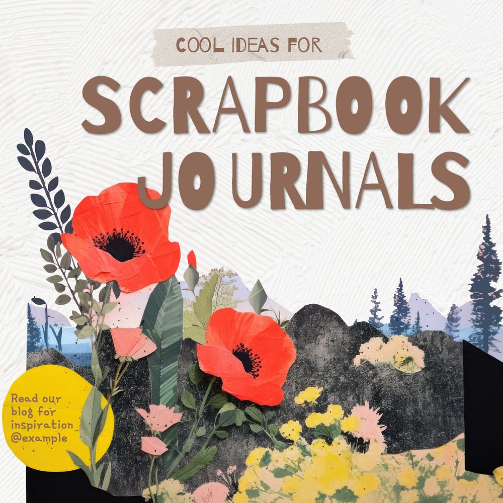 Scrapbook journals Instagram post template, editable text