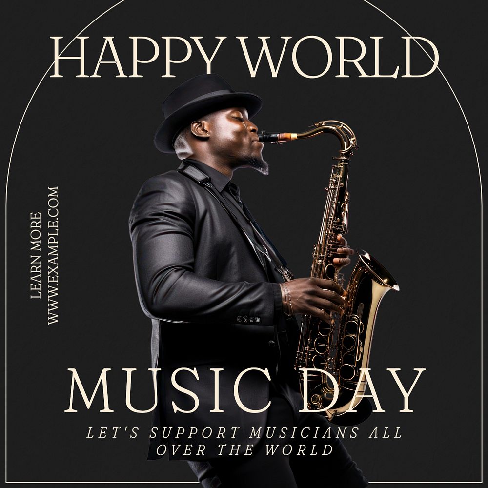 World music day Instagram post template, editable text