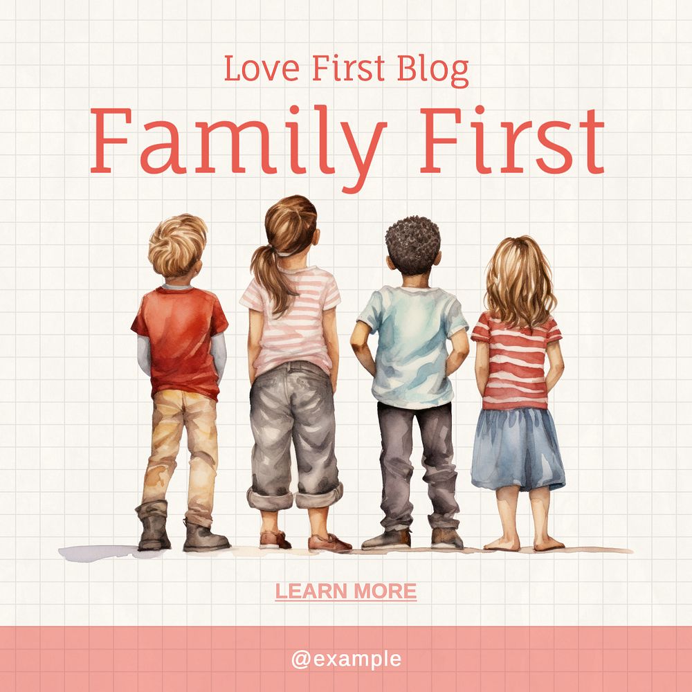 Family first Instagram post template, editable text