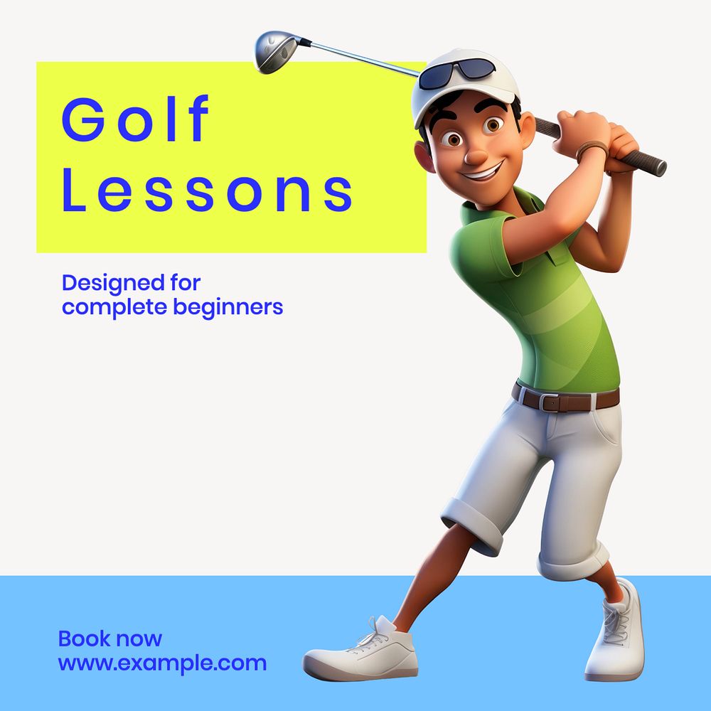 Golf lessons Instagram post template, editable text