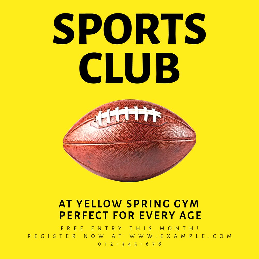 Sports club Instagram post template, editable text