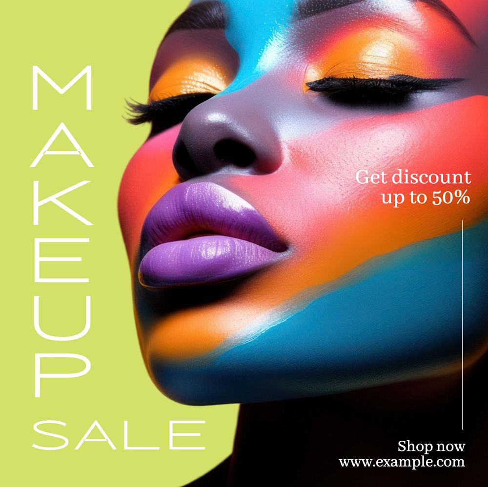 Makeup sale Instagram post template, editable text