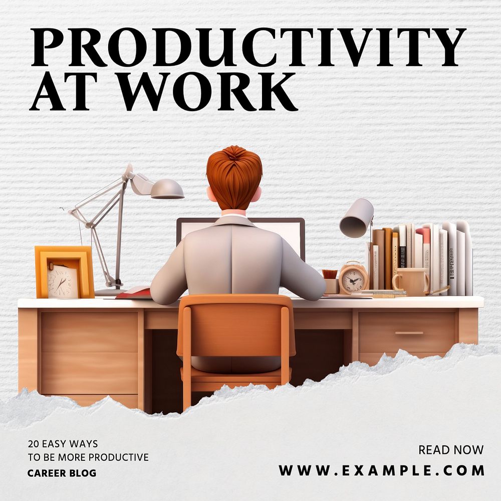 Work & productivity Instagram post template, editable text