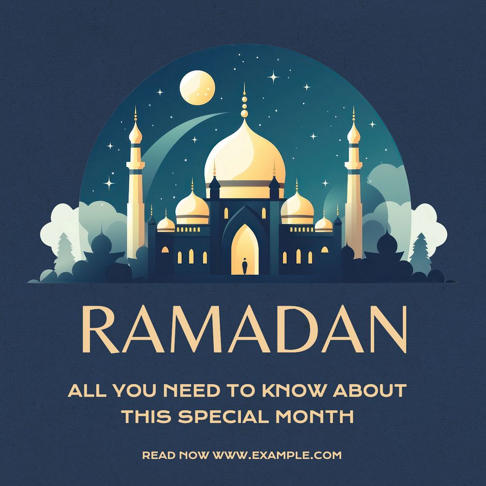 Ramadan Instagram post template, editable text