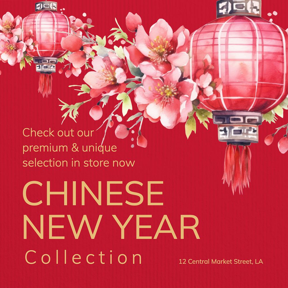 Chinese New Year Instagram post template, editable text