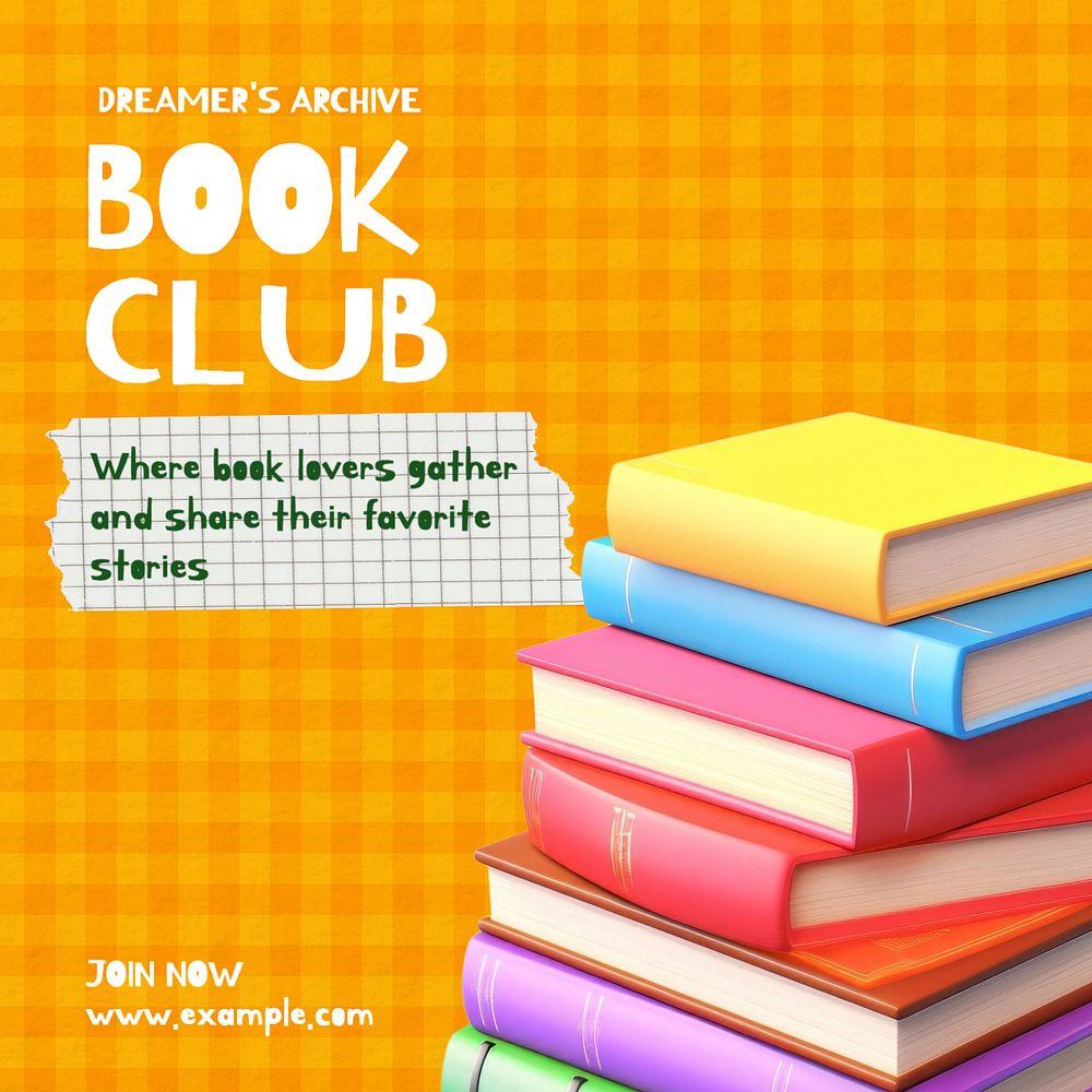 Book club Instagram post template, editable text