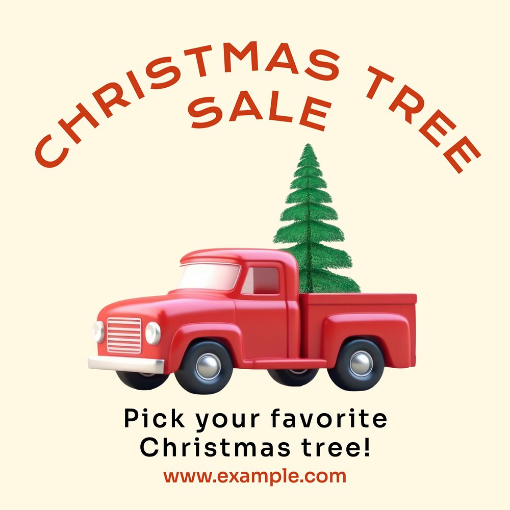 Christmas tree sale Instagram post template, editable text