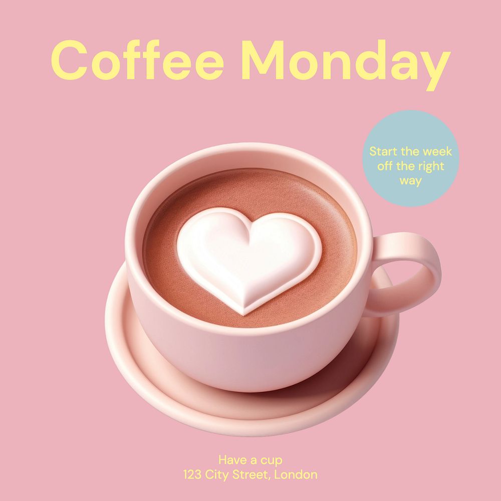 Coffee Monday Instagram post template, editable text