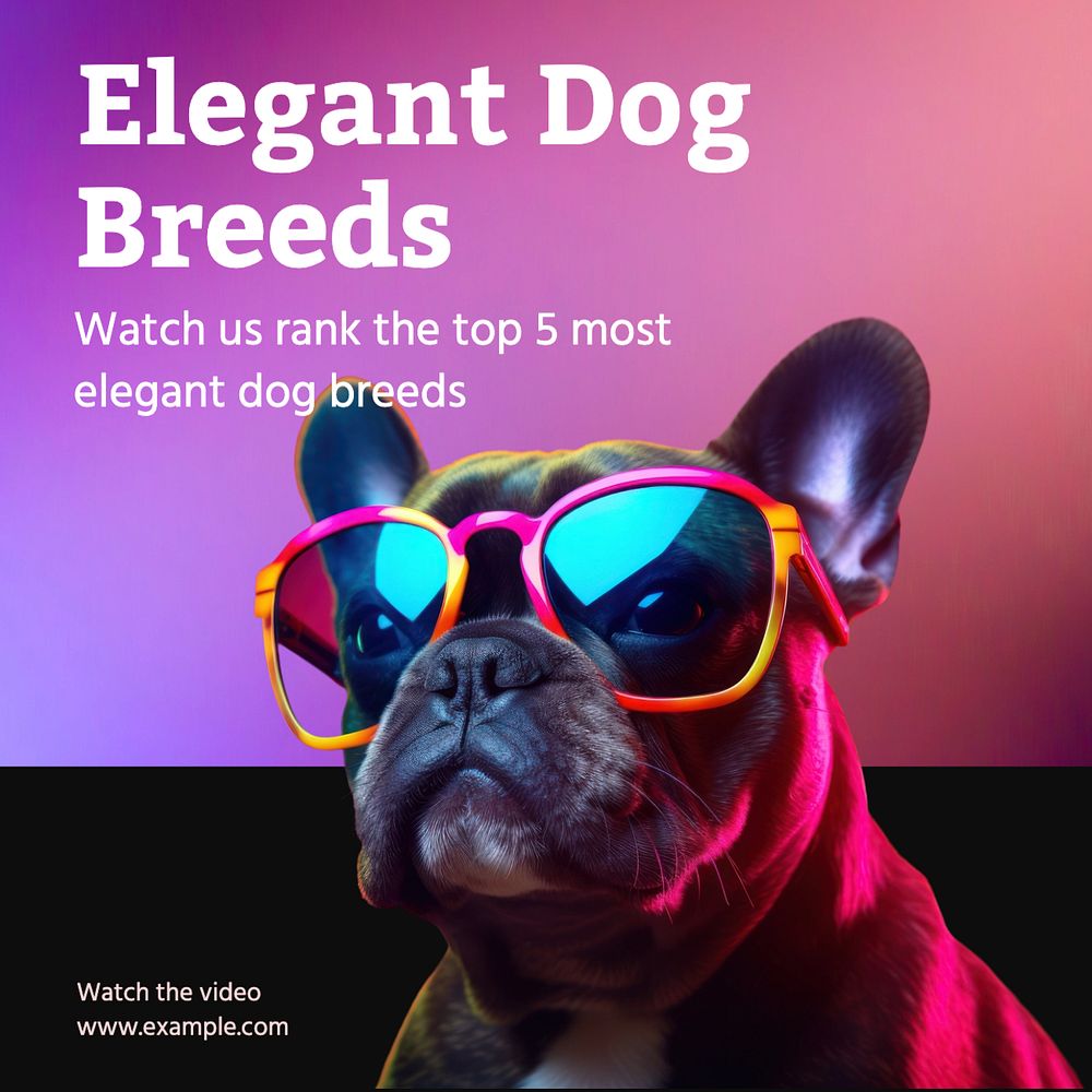 Elegant dog breeds Instagram post template, editable text