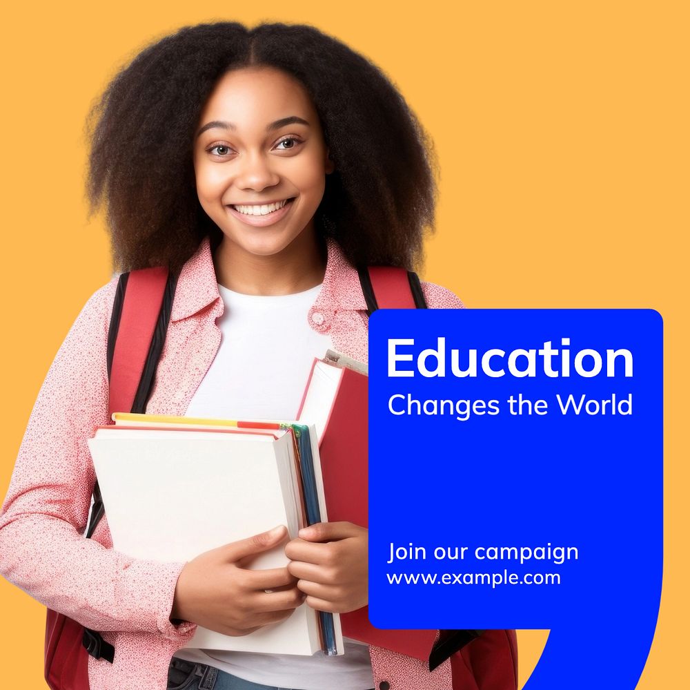 Education campaign Instagram post template, editable text