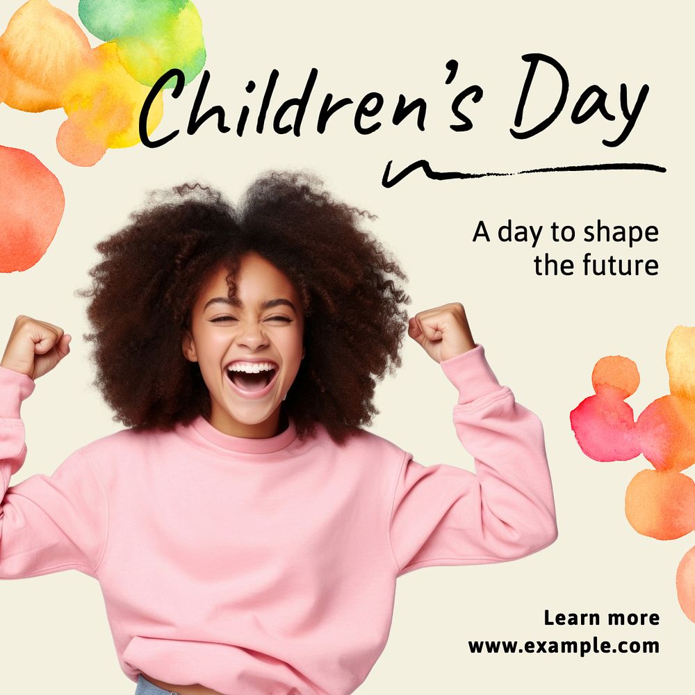 World children's day Instagram post template, editable text