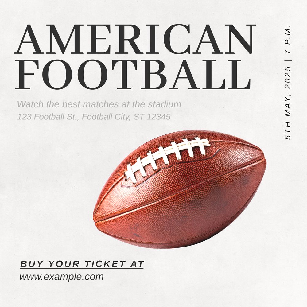 American football Instagram post template, editable text