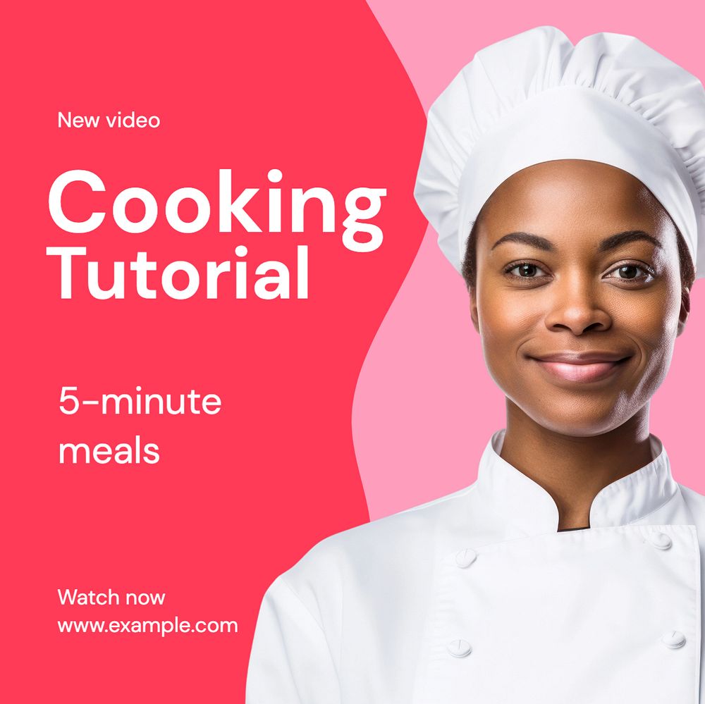 Cooking tutorial Instagram post template, editable text