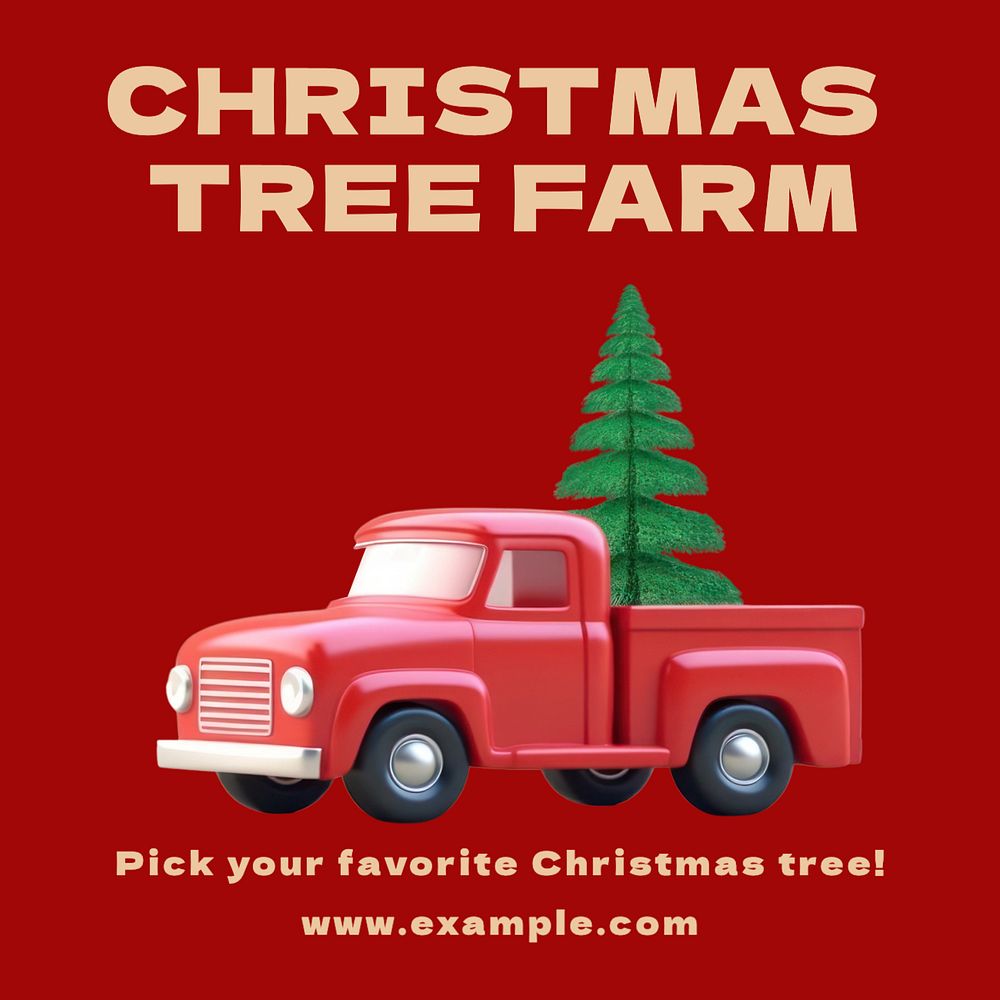 Christmas tree farm Instagram post template, editable text